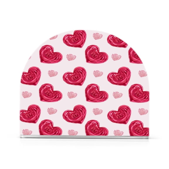 Napkin Holder for Table Kitchen Paper Tissue Organization Standing Paper Napkin Storage Heart-shaped Rose Pattern