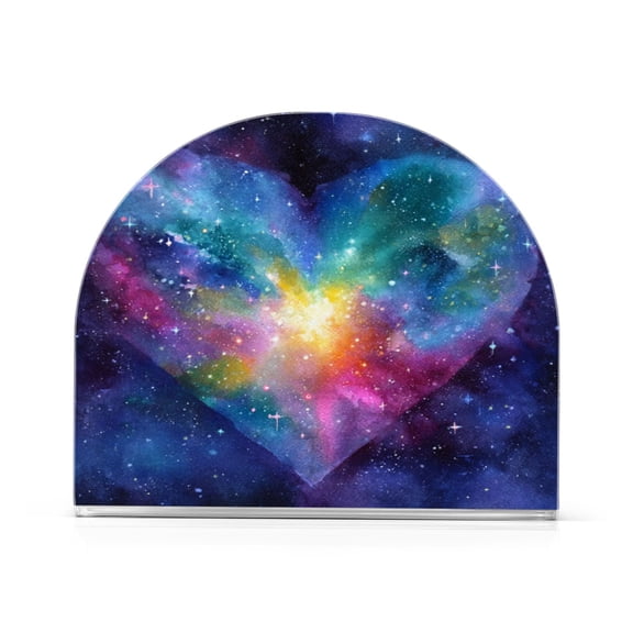 Napkin Holder for Table Kitchen Paper Tissue Organization Standing Paper Napkin Storage Heart with Galaxy Background