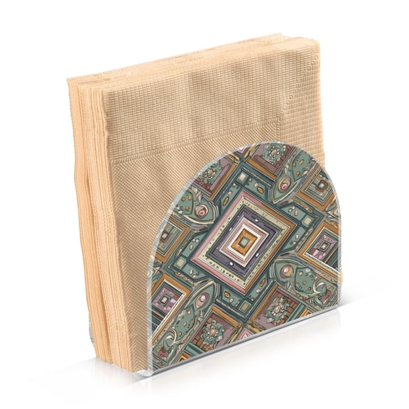 Napkin Holder for Table Kitchen Paper Tissue Organization Standing Paper Napkin Storage Intricate Brown Batik Pattern