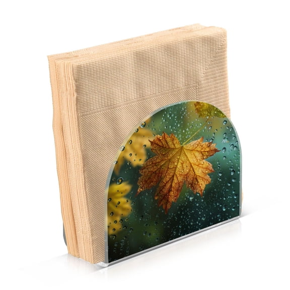 Napkin Holder for Table Kitchen Paper Tissue Organization Standing Paper Napkin Storage Leaves with Water Droplets