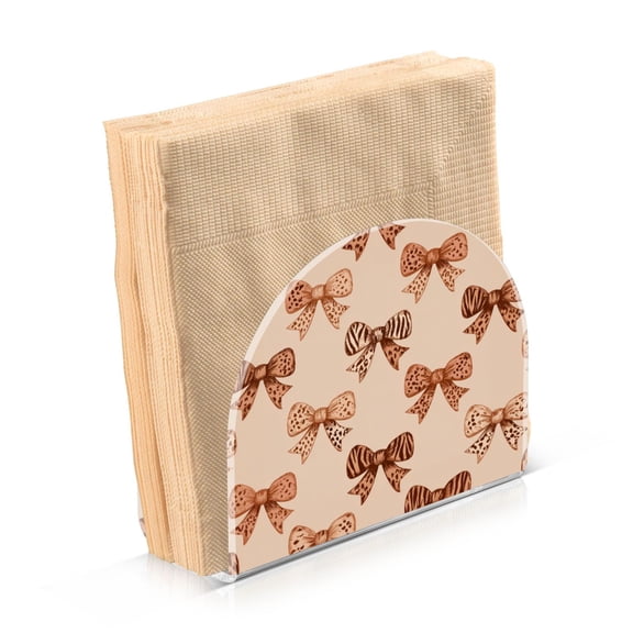 Napkin Holder for Table Kitchen Paper Tissue Organization Standing Paper Napkin Storage Leopard Print Bow
