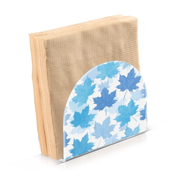 Napkin Holder for Table Kitchen Paper Tissue Organization Standing Paper Napkin Storage Light Blue Maple Leaves