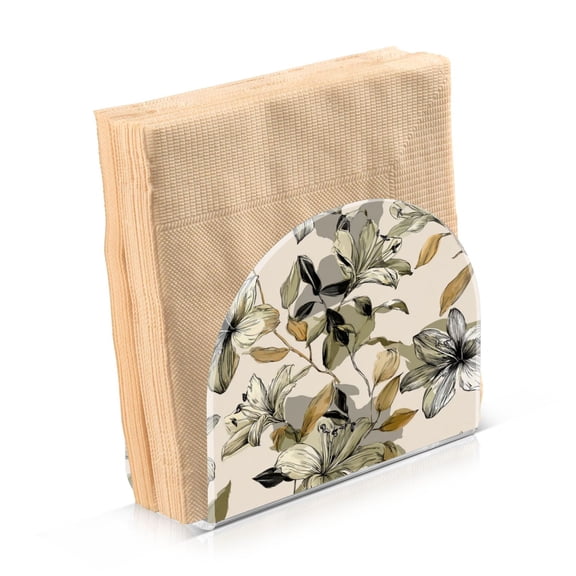 Napkin Holder for Table Kitchen Paper Tissue Organization Standing Paper Napkin Storage Lily Motifs Pattern