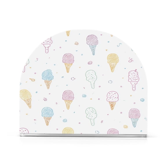 Napkin Holder for Table Kitchen Paper Tissue Organization Standing Paper Napkin Storage Line Art Ice Cream Pattern