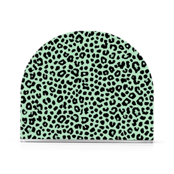 Napkin Holder for Table Kitchen Paper Tissue Organization Standing Paper Napkin Storage Mint Green Leopard Print
