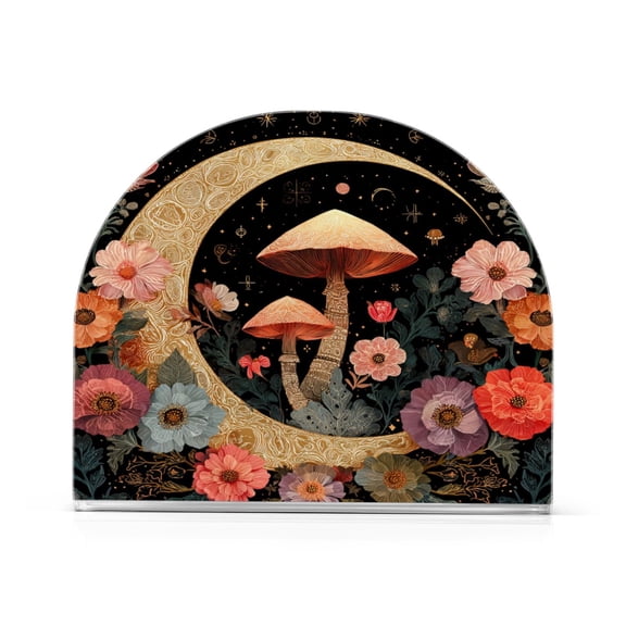 Napkin Holder for Table Kitchen Paper Tissue Organization Standing Paper Napkin Storage Mushroom and Crescent Moon