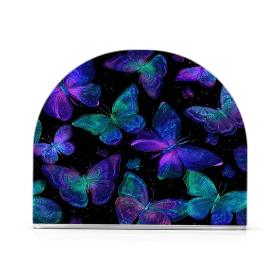 Napkin Holder for Table Kitchen Paper Tissue Organization Standing Paper Napkin Storage Neon Blue-purple Green Butterfly