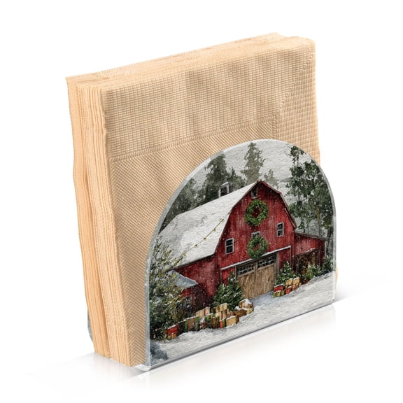 Napkin Holder for Table Kitchen Paper Tissue Organization Standing Paper Napkin Storage Old Red Barn