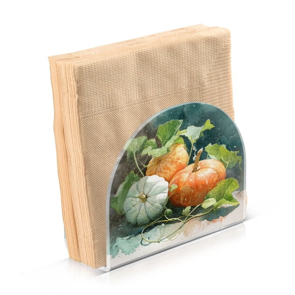 Napkin Holder for Table Kitchen Paper Tissue Organization Standing Paper Napkin Storage Orange and White Pumpkins