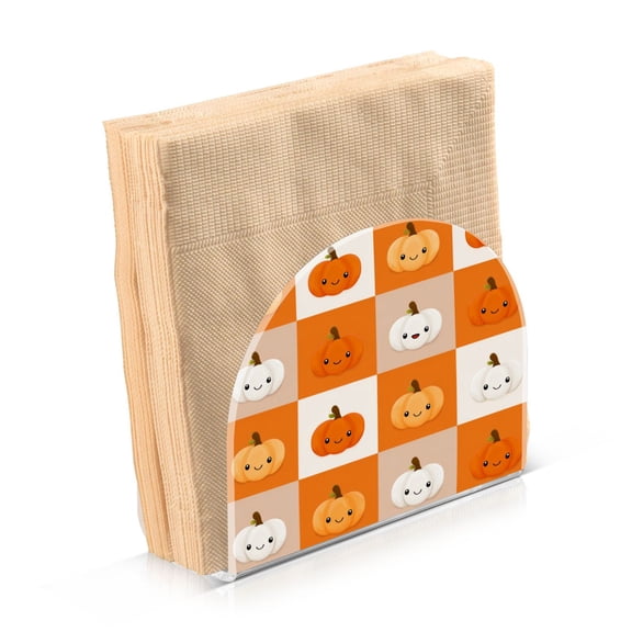 Napkin Holder for Table Kitchen Paper Tissue Organization Standing Paper Napkin Storage Orange and White Squares