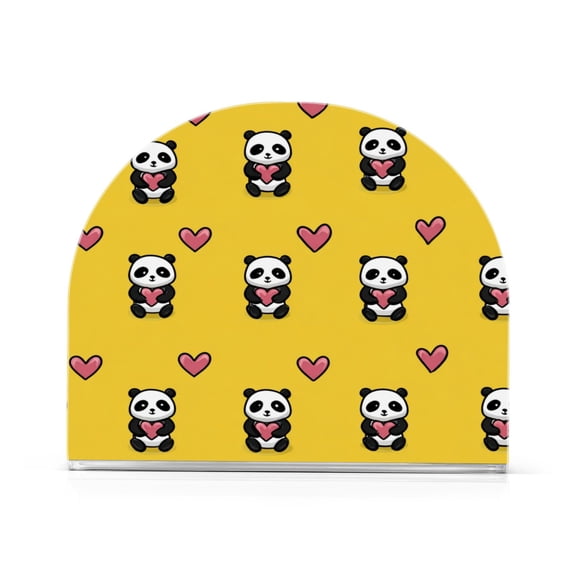 Napkin Holder for Table Kitchen Paper Tissue Organization Standing Paper Napkin Storage Panda Cartoon with Heart Pattern