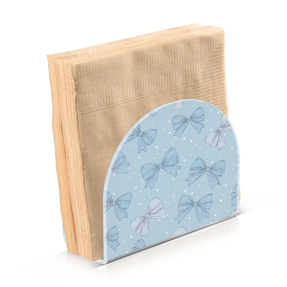Napkin Holder for Table Kitchen Paper Tissue Organization Standing Paper Napkin Storage Pastel Blue Bows and Dots