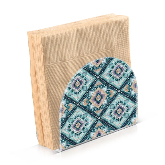 Napkin Holder for Table Kitchen Paper Tissue Organization Standing Paper Napkin Storage Pastel Blue Shape Pattern