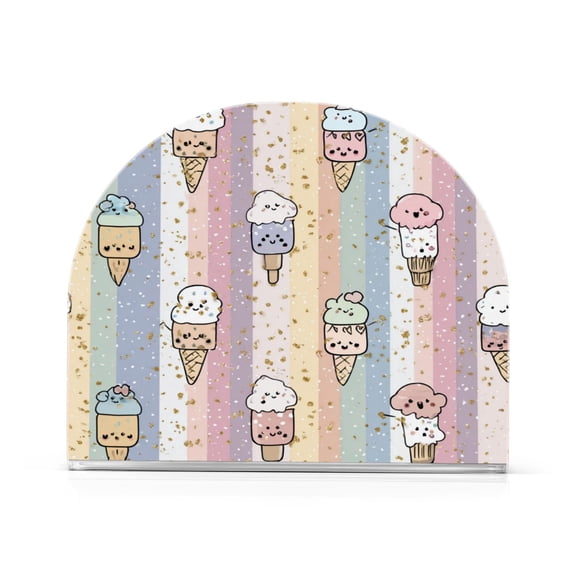 Napkin Holder for Table Kitchen Paper Tissue Organization Standing Paper Napkin Storage Pastel Cartoon Ice Cream Pattern