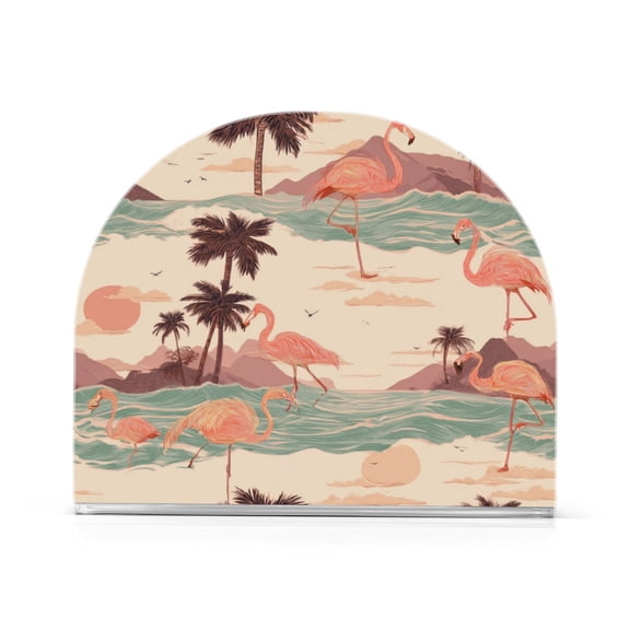 Napkin Holder for Table Kitchen Paper Tissue Organization Standing Paper Napkin Storage Pastel Peach Flamingos