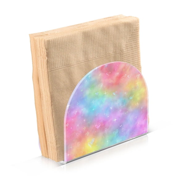 Napkin Holder for Table Kitchen Paper Tissue Organization Standing Paper Napkin Storage Pastel Rainbow Tie-dye