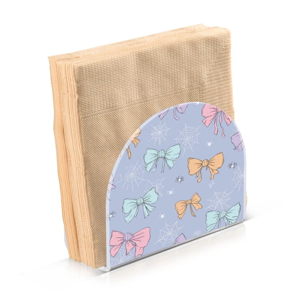 Napkin Holder for Table Kitchen Paper Tissue Organization Standing Paper Napkin Storage Pastel-colored Bows and Spider Webs