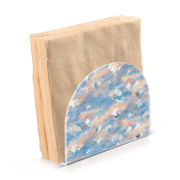 Napkin Holder for Table Kitchen Paper Tissue Organization Standing Paper Napkin Storage Peach and Blue Rhombus