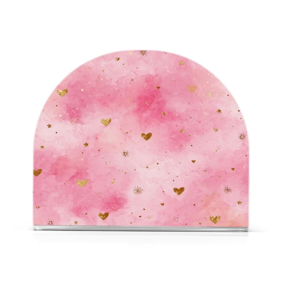 Napkin Holder for Table Kitchen Paper Tissue Organization Standing Paper Napkin Storage Pink Background with Hearts