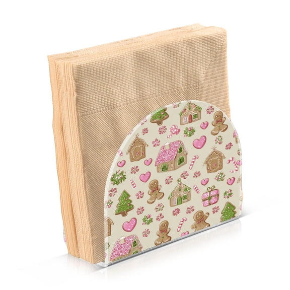Napkin Holder for Table Kitchen Paper Tissue Organization Standing Paper Napkin Storage Pink Cute Christmas Pattern