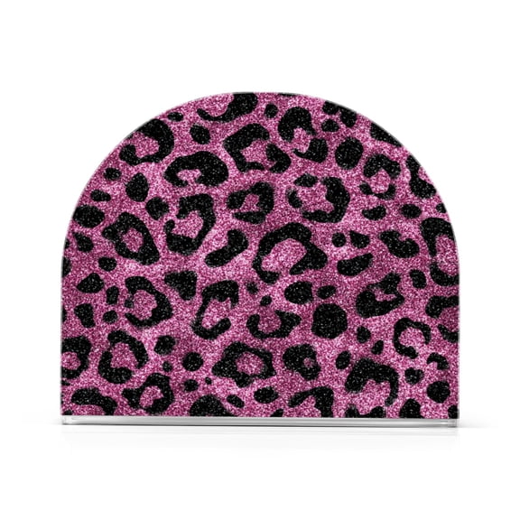 Napkin Holder for Table Kitchen Paper Tissue Organization Standing Paper Napkin Storage Pink Glitter Cheetah Print