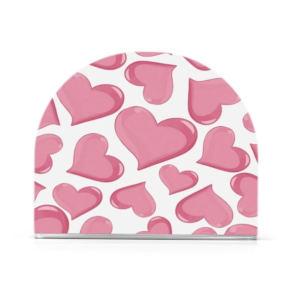 Napkin Holder for Table Kitchen Paper Tissue Organization Standing Paper Napkin Storage Pink Hearts Pattern