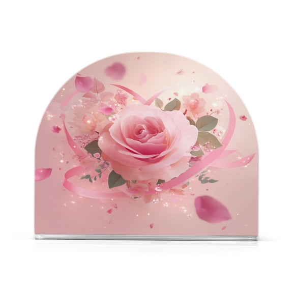 Napkin Holder for Table Kitchen Paper Tissue Organization Standing Paper Napkin Storage Pink Rose Pattern