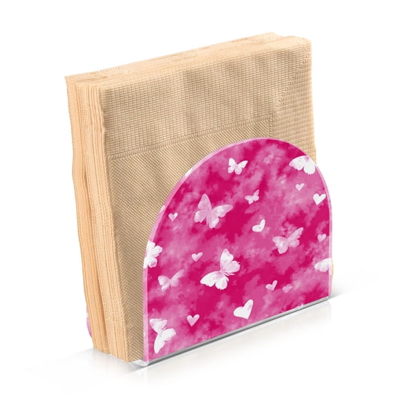Napkin Holder for Table Kitchen Paper Tissue Organization Standing Paper Napkin Storage Pink Tie-dye with Butterflies