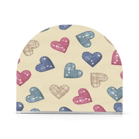 Napkin Holder for Table Kitchen Paper Tissue Organization Standing Paper Napkin Storage Pink and Blue Heart Pattern