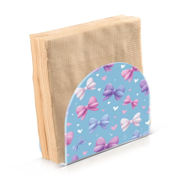 Napkin Holder for Table Kitchen Paper Tissue Organization Standing Paper Napkin Storage Pink and Purple Bows