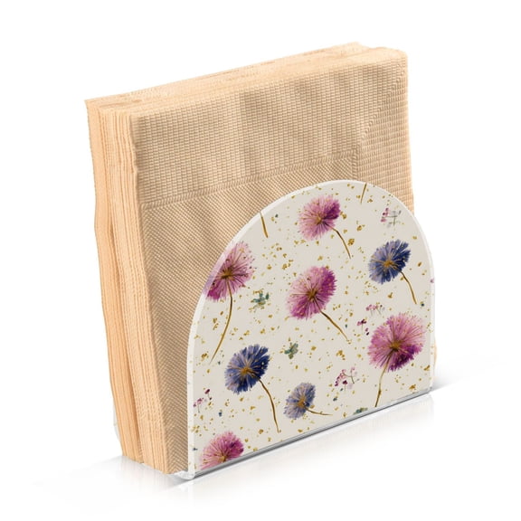 Napkin Holder for Table Kitchen Paper Tissue Organization Standing Paper Napkin Storage Pink and Purple Dandelions