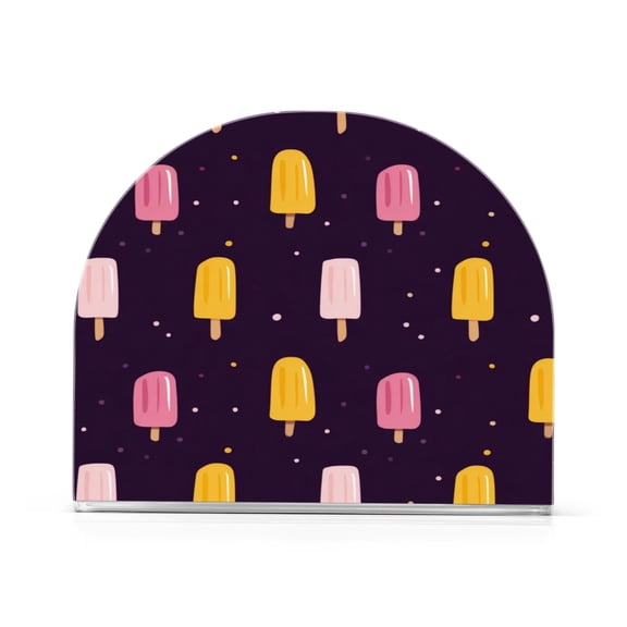 Napkin Holder for Table Kitchen Paper Tissue Organization Standing Paper Napkin Storage Pink and Yellow Popsicle Pattern