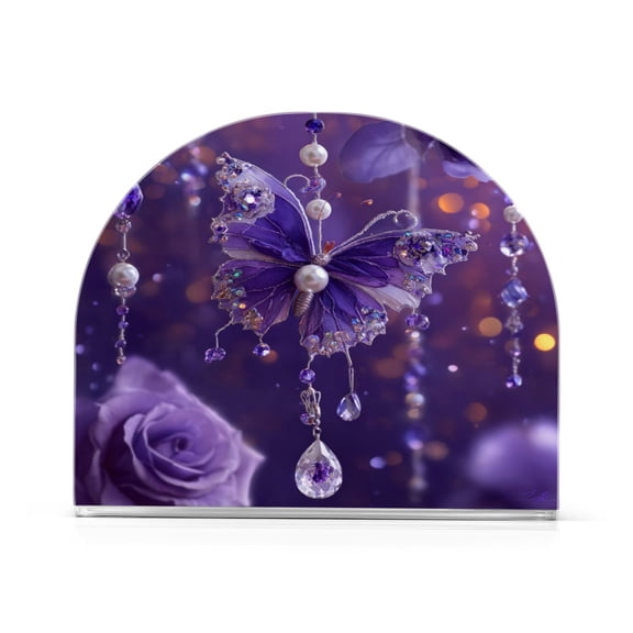 Napkin Holder for Table Kitchen Paper Tissue Organization Standing Paper Napkin Storage Purple Butterfly Pattern