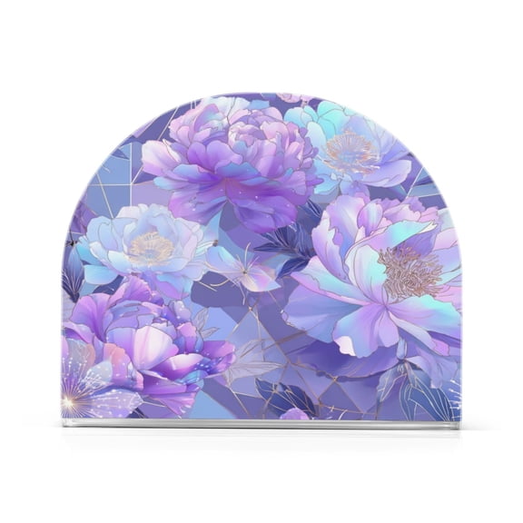 Napkin Holder for Table Kitchen Paper Tissue Organization Standing Paper Napkin Storage Purple Peony Flower