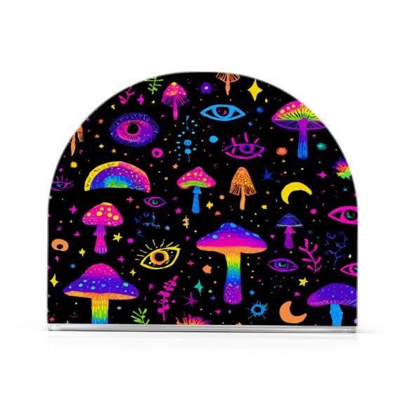 Napkin Holder for Table Kitchen Paper Tissue Organization Standing Paper Napkin Storage Rainbow Mushrooms