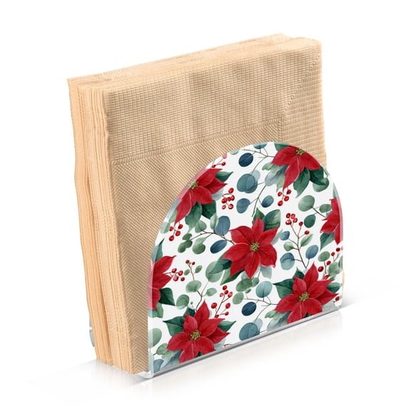Napkin Holder for Table Kitchen Paper Tissue Organization Standing Paper Napkin Storage Red Berries and Flowers