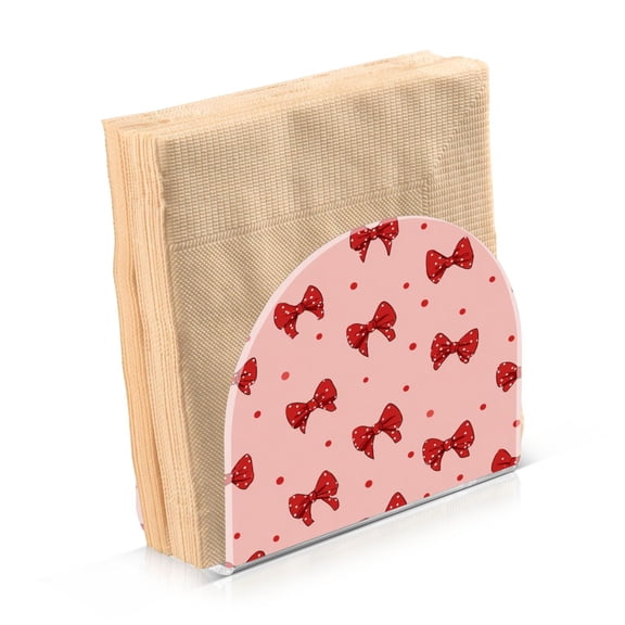 Napkin Holder for Table Kitchen Paper Tissue Organization Standing Paper Napkin Storage Red Bows and Polka Dots