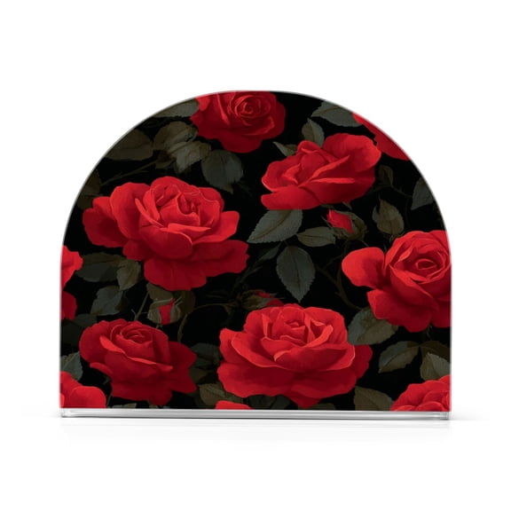 Napkin Holder for Table Kitchen Paper Tissue Organization Standing Paper Napkin Storage Red Roses Pattern