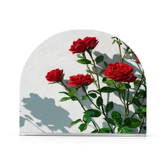 Napkin Holder for Table Kitchen Paper Tissue Organization Standing Paper Napkin Storage Red Roses on The Wall