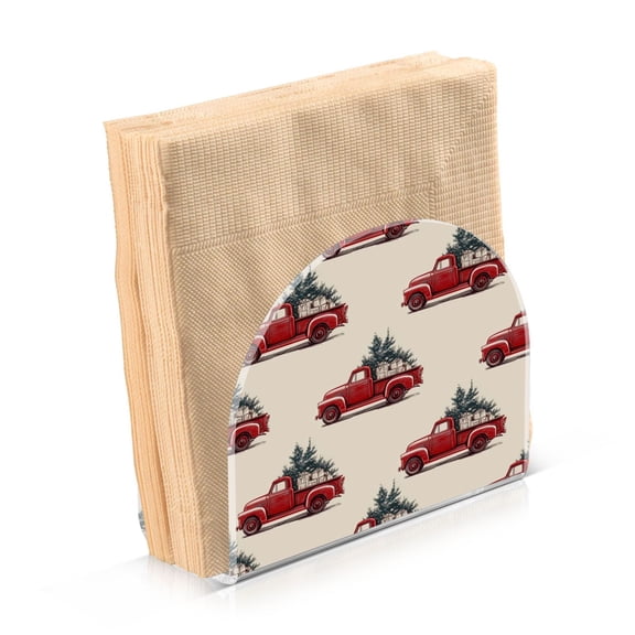 Napkin Holder for Table Kitchen Paper Tissue Organization Standing Paper Napkin Storage Red Truck with Presents