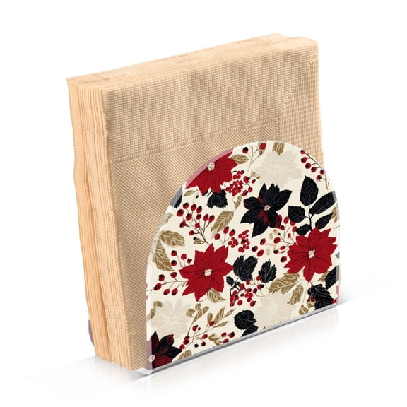 Napkin Holder for Table Kitchen Paper Tissue Organization Standing Paper Napkin Storage Red and Blacks Holly Leaves
