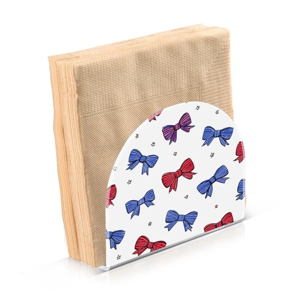 Napkin Holder for Table Kitchen Paper Tissue Organization Standing Paper Napkin Storage Red and Blue Stripe Bows