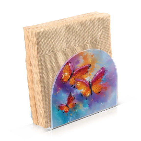 Napkin Holder for Table Kitchen Paper Tissue Organization Standing Paper Napkin Storage Red and Orange Butterflies