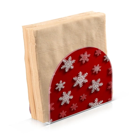 Napkin Holder for Table Kitchen Paper Tissue Organization Standing Paper Napkin Storage Red and White Snowflakes