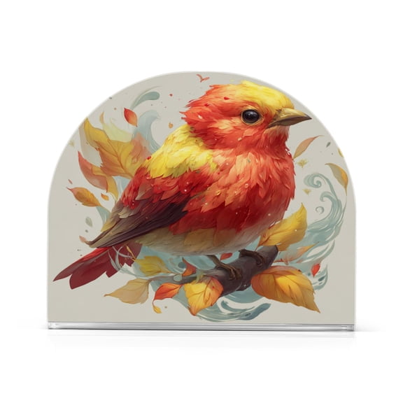 Napkin Holder for Table Kitchen Paper Tissue Organization Standing Paper Napkin Storage Red and Yellow Bird