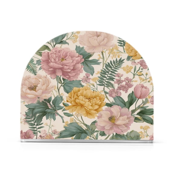 Napkin Holder for Table Kitchen Paper Tissue Organization Standing Paper Napkin Storage Retro Plant Pattern