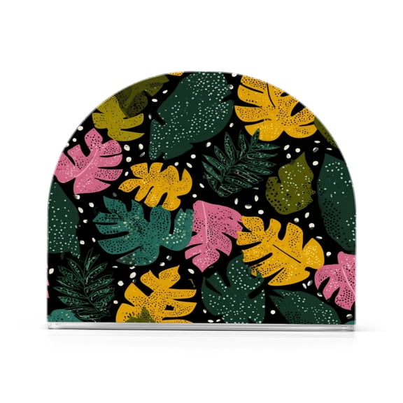 Napkin Holder for Table Kitchen Paper Tissue Organization Standing Paper Napkin Storage Retro Tropical Leaves