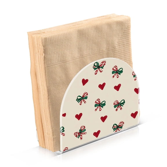 Napkin Holder for Table Kitchen Paper Tissue Organization Standing Paper Napkin Storage Ribbons and Hearts Pattern