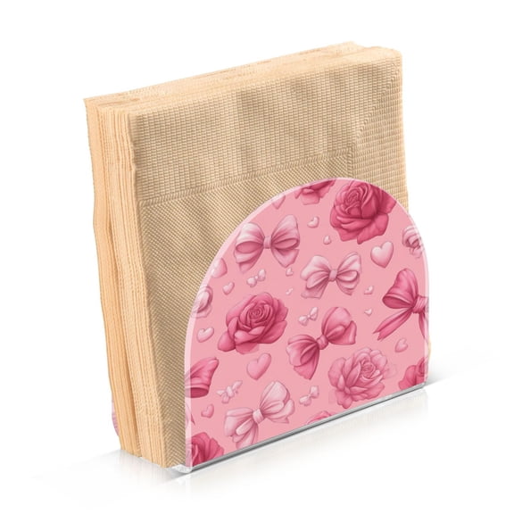 Napkin Holder for Table Kitchen Paper Tissue Organization Standing Paper Napkin Storage Roses and Bows Pattern
