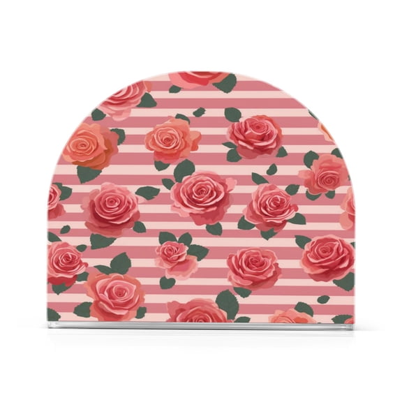 Napkin Holder for Table Kitchen Paper Tissue Organization Standing Paper Napkin Storage Roses and Stripes Pattern
